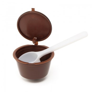Arshen Dolce Gusto 4 Pcs/Set Plsatic Refillable Coffee Capsule + Spoon amp; Brush 200 Times Reusable Compatible Nescafe Dolce Gusto