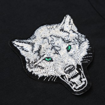 New Casual Mens Wolf T-shirts 2019 Round Neck Sleeveless Cotton embroidery Animal T shirt Men Tee Shirts Homme Camisetas Hombre