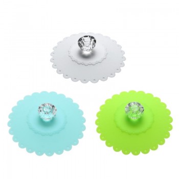 Lace Silicone Diamond Dustproof Reusable Silicone Cup Lid DIY Free splicing Thermal Insulation Coffee Tea Cup Cover Seal Cover