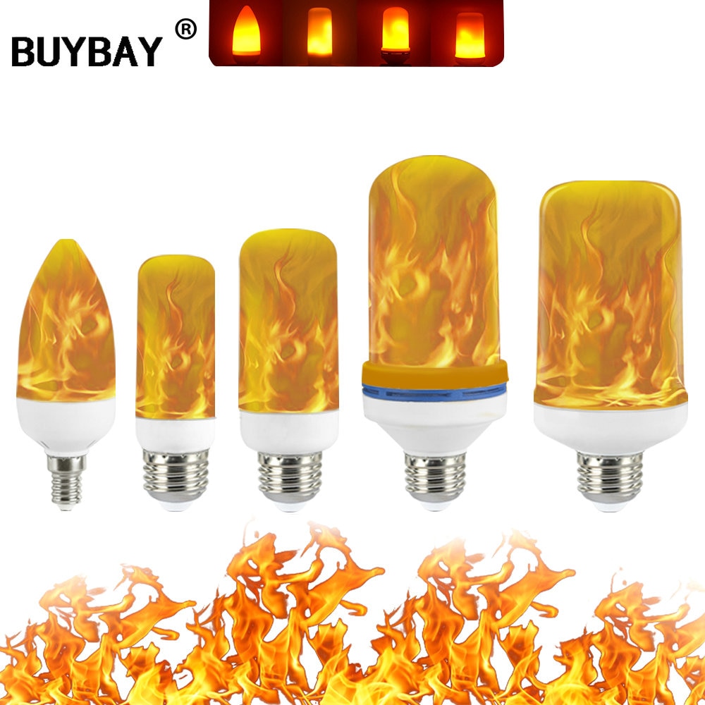 Full Model 3W 5W 7W 9W E27 E26 E14 E12 Flame Bulb 85-265V LED Flame Effect Fire Light Bulbs Flickering Emulation Decor LED Lamp
