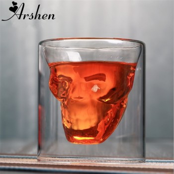 Arshen Creative 4 Size Double Wall Skull Shot Coffee Beer Cup Transparent Wine Whiskey Champagne Cocktails Drinkware Party Gift