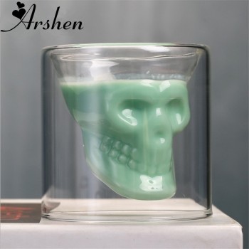 Arshen Creative 4 Size Double Wall Skull Shot Coffee Beer Cup Transparent Wine Whiskey Champagne Cocktails Drinkware Party Gift