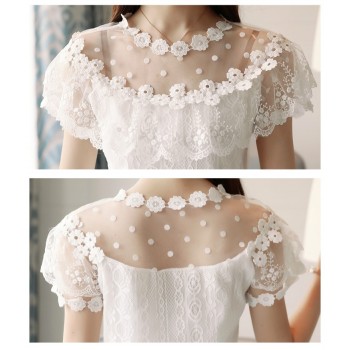 Sexy hollow lace women blouse shirt fashion 2019 new short sleeve summer women tops floral lace womens clothing blusas 0051 30