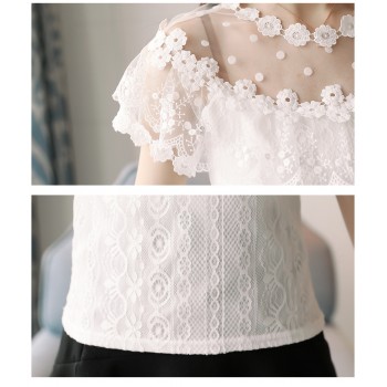 Sexy hollow lace women blouse shirt fashion 2019 new short sleeve summer women tops floral lace womens clothing blusas 0051 30