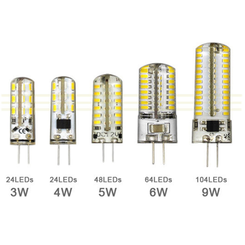 3W 4W 5W 6W 9W SMD3014 G4 LED Lamp DC 12V/ AC 220V Silicone Bulb 24/32/48/64/104 LEDs replace 10W 30W 50W Halogen Light