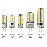 3W 4W 5W 6W 9W SMD3014 G4 LED Lamp DC 12V/ AC 220V Silicone Bulb 24/32/48/64/104 LEDs replace 10W 30W 50W Halogen Light