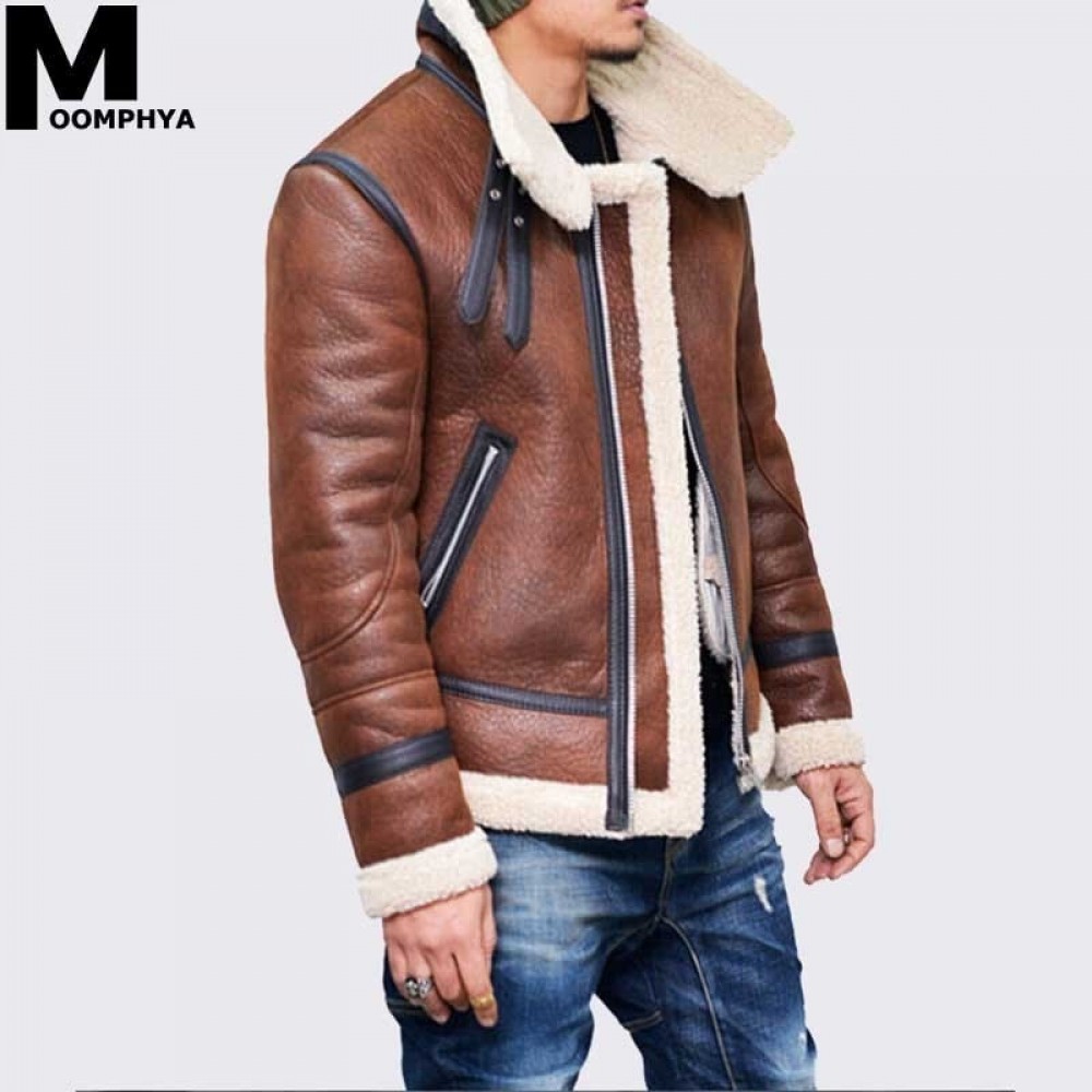 Moomphya Zipper cardigan thick warm faux leather jacket Winter outwear Windproof jacket men veste homme hiver Men Parkas coat