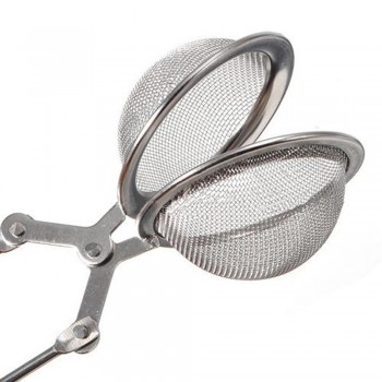 Hot Stainless Strainer Steel Mesh Ball Tea Leaves Filter Squeeze Locking Spoon