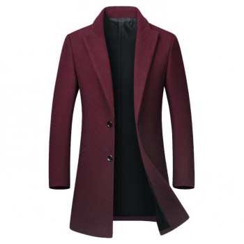 Drop shipping Winter Wool Jacket Mens High-quality Wool Coat casual Slim collar wool coat Mens long cotton collar trench coat