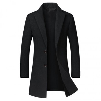 Drop shipping Winter Wool Jacket Mens High-quality Wool Coat casual Slim collar wool coat Mens long cotton collar trench coat