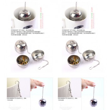 New Essential Stainless Steel Ball Tea Infuser Mesh Filter Strainer w/hook Loose Tea Leaf Spice Home Kitchen Accessories B045