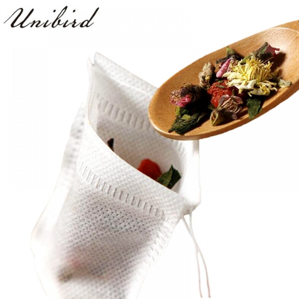 Unibird 100Pcs/Set Disposable Tea bags Non-woven Fabrics Tea Infuser With String Heal Seal Filter Paper for Herb Loose Strainer