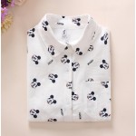 Women Cotton Shirts 2018 Spring New Long Sleeve Cartoon Print White Blouses Shirts Womens Tops Blusas Feminine Blouse