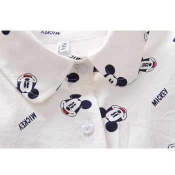 Women Cotton Shirts 2018 Spring New Long Sleeve Cartoon Print White Blouses Shirts Womens Tops Blusas Feminine Blouse
