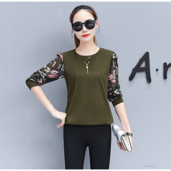 2018 new autumn long sleeved blouse casual women tops spliced printed blouse shirt female o-neck full women clothing 0595 30