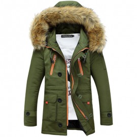 Puimentiua Thick Parkas Men 2018 Winter Jacket Mens Coats Male Outerwear Fur Collar Casual Long Cotton Wadded Men Hooded Coat
