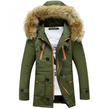 Puimentiua Thick Parkas Men 2018 Winter Jacket Mens Coats Male Outerwear Fur Collar Casual Long Cotton Wadded Men Hooded Coat