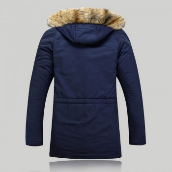Puimentiua Thick Parkas Men 2018 Winter Jacket Mens Coats Male Outerwear Fur Collar Casual Long Cotton Wadded Men Hooded Coat