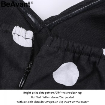 BeAvant Off shoulder slash neck sexy blouse Shirt women polka dot ruffle summer blouse 2018 NEW butterfly sleeve chic blouse top