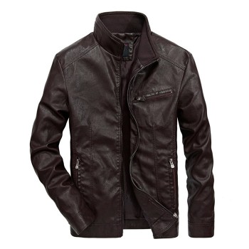 DAVYDAISY 2019 High Quality PU Leather Jackets Men Autumn Solid Stand Collar Fashion Men Jacket Jaqueta Masculina 5XL DCT-245