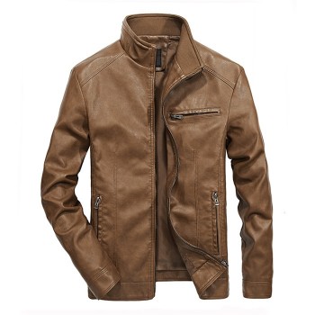 DAVYDAISY 2019 High Quality PU Leather Jackets Men Autumn Solid Stand Collar Fashion Men Jacket Jaqueta Masculina 5XL DCT-245