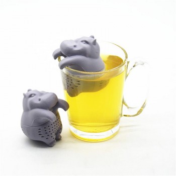 1Pcs Silicone Hippo Shaped Tea Infuser Reusable Tea Strainer Coffee Herb Filter For Home Loose Leaf Diffuser Accessories