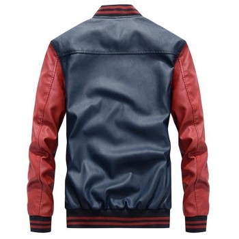 Men Baseball Jacket Embroidered Leather Pu Coats Slim Fit College Fleece Luxury Pilot Jackets Mens Stand Collar Top Jacket Coat