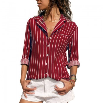 Striped Blouse 2018 Womens Tops And Blouses Long Sleeves Ladies Long Sleeve Office Shirt Striped Blouse Shirt Plus Size Blusas