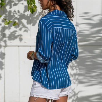 Striped Blouse 2018 Womens Tops And Blouses Long Sleeves Ladies Long Sleeve Office Shirt Striped Blouse Shirt Plus Size Blusas
