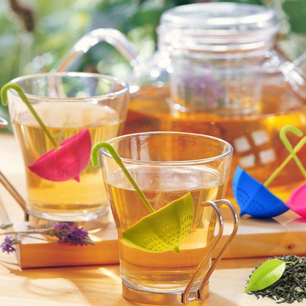 Tea Bag Infuser Colorful Genuine Premium Silicone Umbrella Reusable Tea Ball Infuser Strainer Steeper Set for Loose Leaves Pack