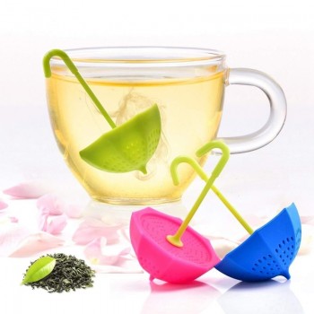 Tea Bag Infuser Colorful Genuine Premium Silicone Umbrella Reusable Tea Ball Infuser Strainer Steeper Set for Loose Leaves Pack