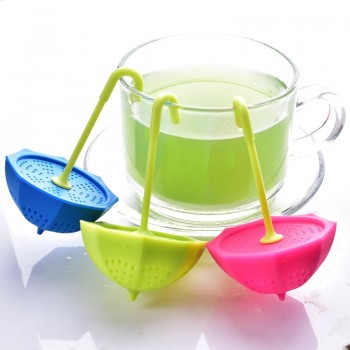 Tea Bag Infuser Colorful Genuine Premium Silicone Umbrella Reusable Tea Ball Infuser Strainer Steeper Set for Loose Leaves Pack
