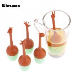 Funny Hand Gesture Shape Tea Infuser Silicone Tea Strainer Loose Leaf Herbal Spice Holder Tea Brewing Tools For Tea Cup Teapot
