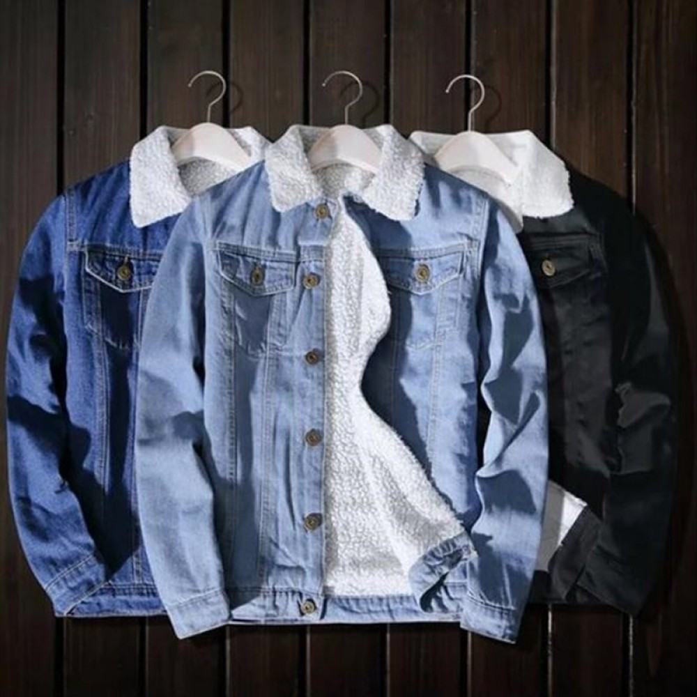 Men/Women Denim Jacket Spring Autumn Winter Warm Thick Lambswool Jean Coats Fashionable Top Outwear With Pockets dropshipping