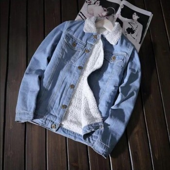 Men/Women Denim Jacket Spring Autumn Winter Warm Thick Lambswool Jean Coats Fashionable Top Outwear With Pockets dropshipping