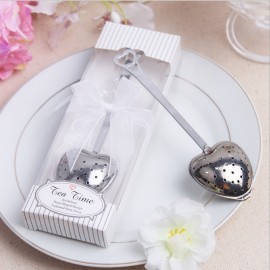 Heart Shaped Tea Infuser Stainless Steel Spoon Strainer Steeper Handle Shower Fashion Tea Spoon Wedding Box Package Favors Gifts