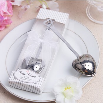 Heart Shaped Tea Infuser Stainless Steel Spoon Strainer Steeper Handle Shower Fashion Tea Spoon Wedding Box Package Favors Gifts