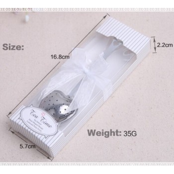 Heart Shaped Tea Infuser Stainless Steel Spoon Strainer Steeper Handle Shower Fashion Tea Spoon Wedding Box Package Favors Gifts