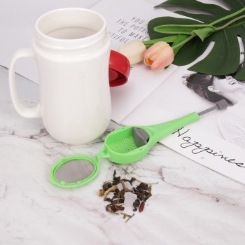 Plastic Press Swirl Long Handle Tea Filter Tea Infuser Spoon Reusable Tea Strainer Tea bag Coffee Teacup Teapot Accessories