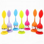 1Pc Silicone Tea Infuser Sweet Leaf Cute Mr Teapot Filter Teapot with Drop Tray Herbal Tea Coffee Filter Drinkware Tea Strainer