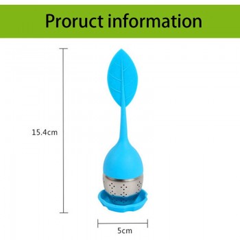 1Pc Silicone Tea Infuser Sweet Leaf Cute Mr Teapot Filter Teapot with Drop Tray Herbal Tea Coffee Filter Drinkware Tea Strainer