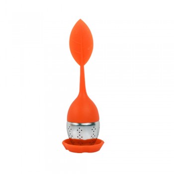 1Pc Silicone Tea Infuser Sweet Leaf Cute Mr Teapot Filter Teapot with Drop Tray Herbal Tea Coffee Filter Drinkware Tea Strainer