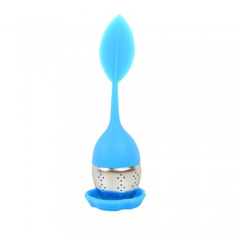 1Pc Silicone Tea Infuser Sweet Leaf Cute Mr Teapot Filter Teapot with Drop Tray Herbal Tea Coffee Filter Drinkware Tea Strainer