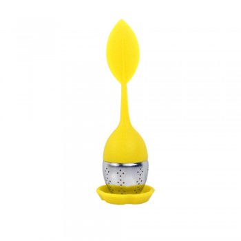 1Pc Silicone Tea Infuser Sweet Leaf Cute Mr Teapot Filter Teapot with Drop Tray Herbal Tea Coffee Filter Drinkware Tea Strainer