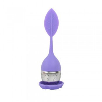 1Pc Silicone Tea Infuser Sweet Leaf Cute Mr Teapot Filter Teapot with Drop Tray Herbal Tea Coffee Filter Drinkware Tea Strainer