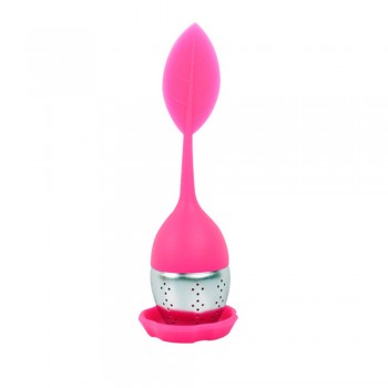 1Pc Silicone Tea Infuser Sweet Leaf Cute Mr Teapot Filter Teapot with Drop Tray Herbal Tea Coffee Filter Drinkware Tea Strainer