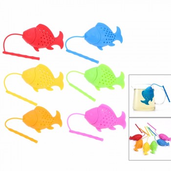 Cute Fish Shape Tea Infuser Food Grade Silicone Spice Herbal Tea Strainer Loose Leaf Filter Fish Shape Tea Ball Accessories