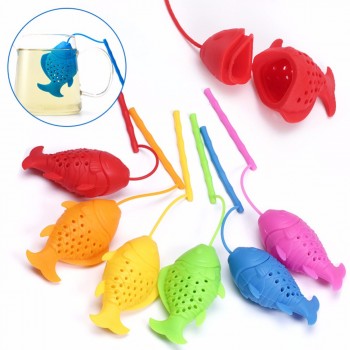 Cute Fish Shape Tea Infuser Food Grade Silicone Spice Herbal Tea Strainer Loose Leaf Filter Fish Shape Tea Ball Accessories