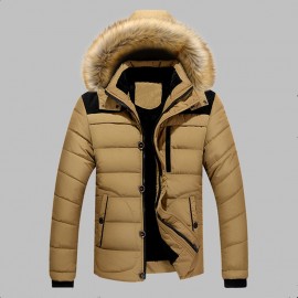 2019 Winter Jacket Men Slim Thicken Fur Hooded Outwear Warm Coat Top  Casual Mens Coat Tops Parka Men Coats Asian Size