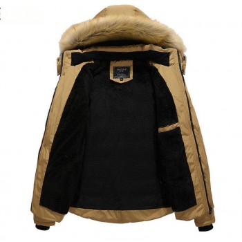 2019 Winter Jacket Men Slim Thicken Fur Hooded Outwear Warm Coat Top  Casual Mens Coat Tops Parka Men Coats Asian Size